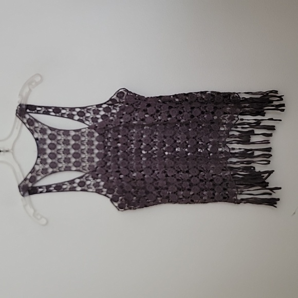 Delusion Taupe Brown Crocheted Tank Top M - Picture 6 of 12